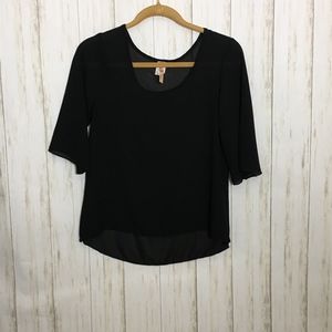Tovia Black Sheer 3/4 Sleeve Blouse